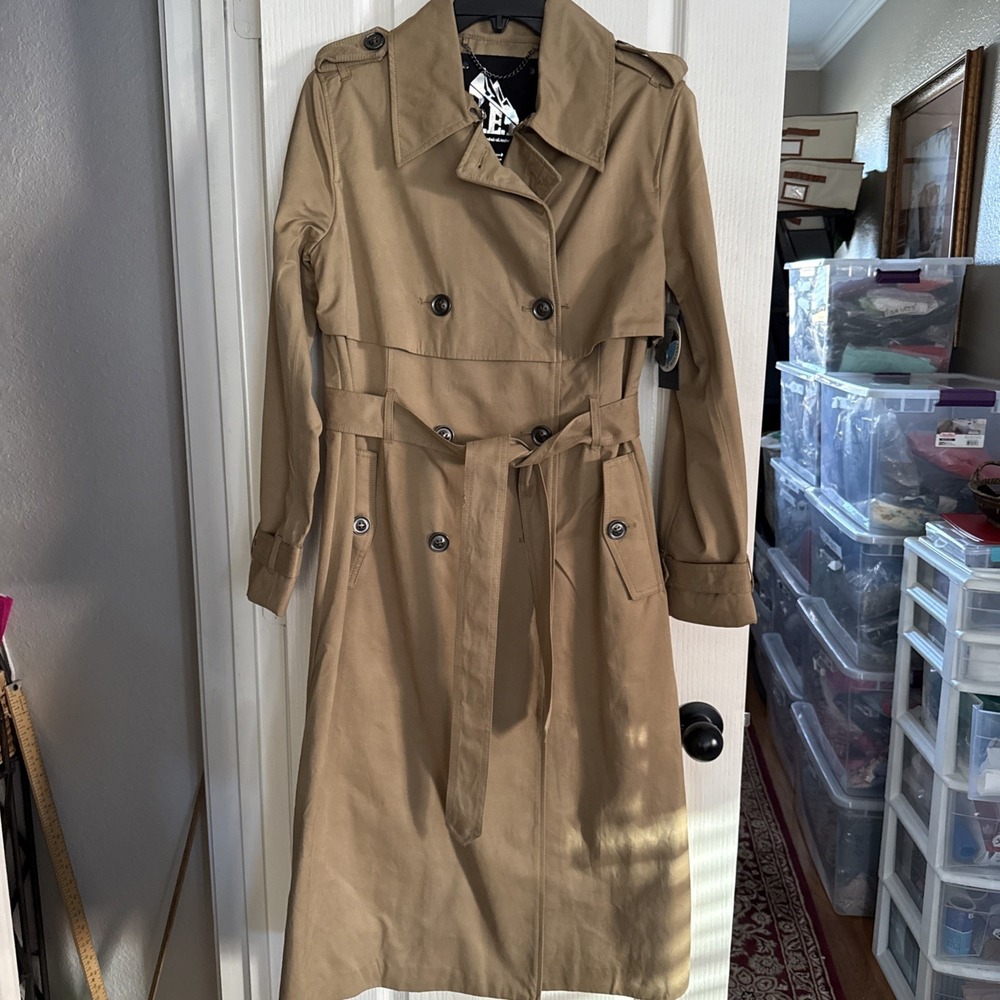 G.E.T. Equipement General‎ Technique Camel Tan Belted TRENCH COAT Sz M NWT 5123